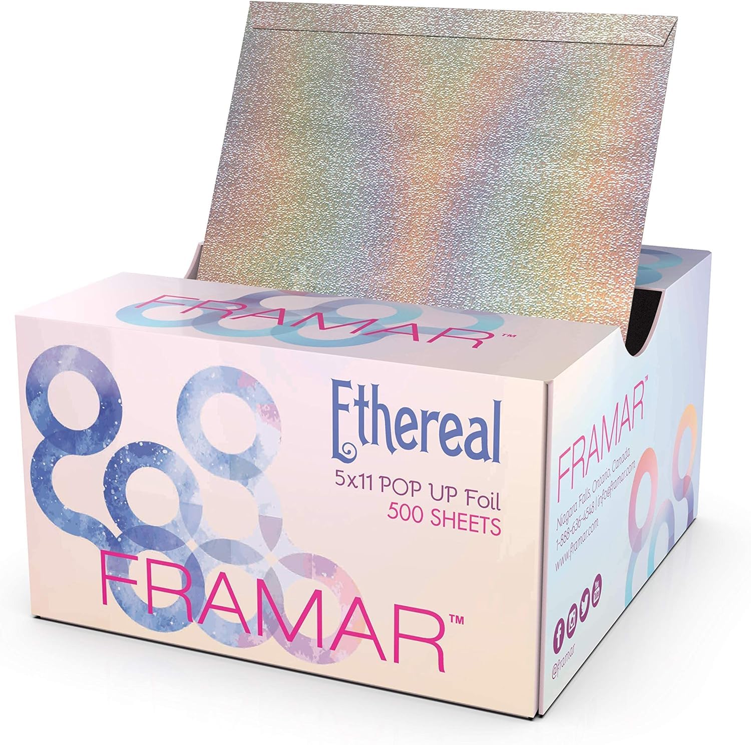 FRAMAR Ethereal Embossed Pop Up Hair Foil - Highlighting, Foils for Highlights, Hairdressing Foil for Hair Highlights, Non Slip Embossed Texture – 500 Sheets