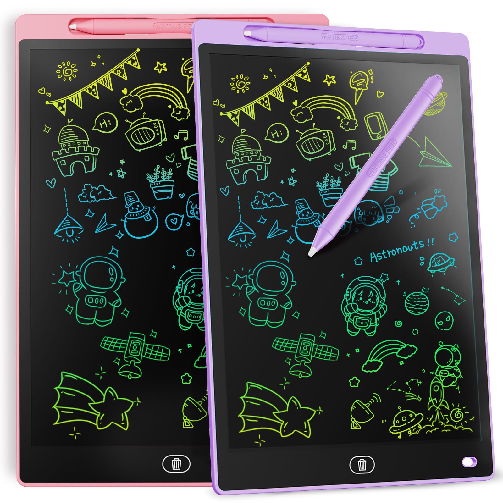 Photo 1 of [2 Pieces] LCD Writing Board, 10 Inches, Genialba Colourful LCD Writing Tablet, LCD Writing Tablet, Electronic Tablet, Graphic Tablet for Children's Games 3 4 5 6 7 Years Boys Girls (Purple & Pink)