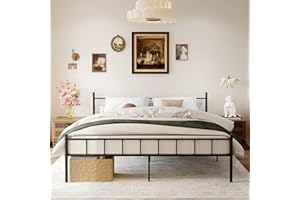 DIIYIV 14 Inch King Metal Platform Bed Frame with Headboard,Mattress Foundation,Steel Slat Support,Under Bed Storage,No Box Spring Needed,King Size Bed Frame,Black