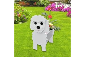 strolfay Maltese Dog Planter Plant Pots,Cute Garden Dog Flower Planter,Dog Planters Birthday Gifts for Women,Office,Indoor/Outdoor Decor（9.45 * 7.36 * 13.39in）