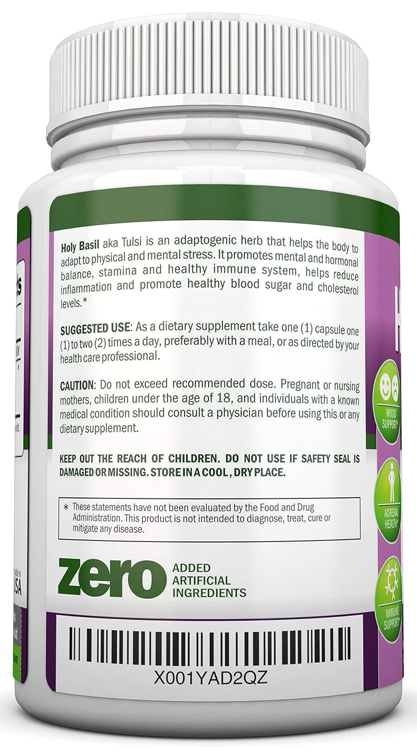 Holy Basil Leaf Extract 500mg 2.5 Ursolic Acid 120 Vegan