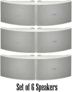 Yamaha All Weather Outdoor / Indoor Wall Mountable Natural Sound 180 watt 2 way Acoustic Suspension Speakers - Set of 6 - White - with 100ft 16 AWG Speaker Wire - Compatible with All Audio / Video Home Theater Sound Systems, Components, CD Players, or Receivers - Also Designed for Book Shelf or Desktop Use