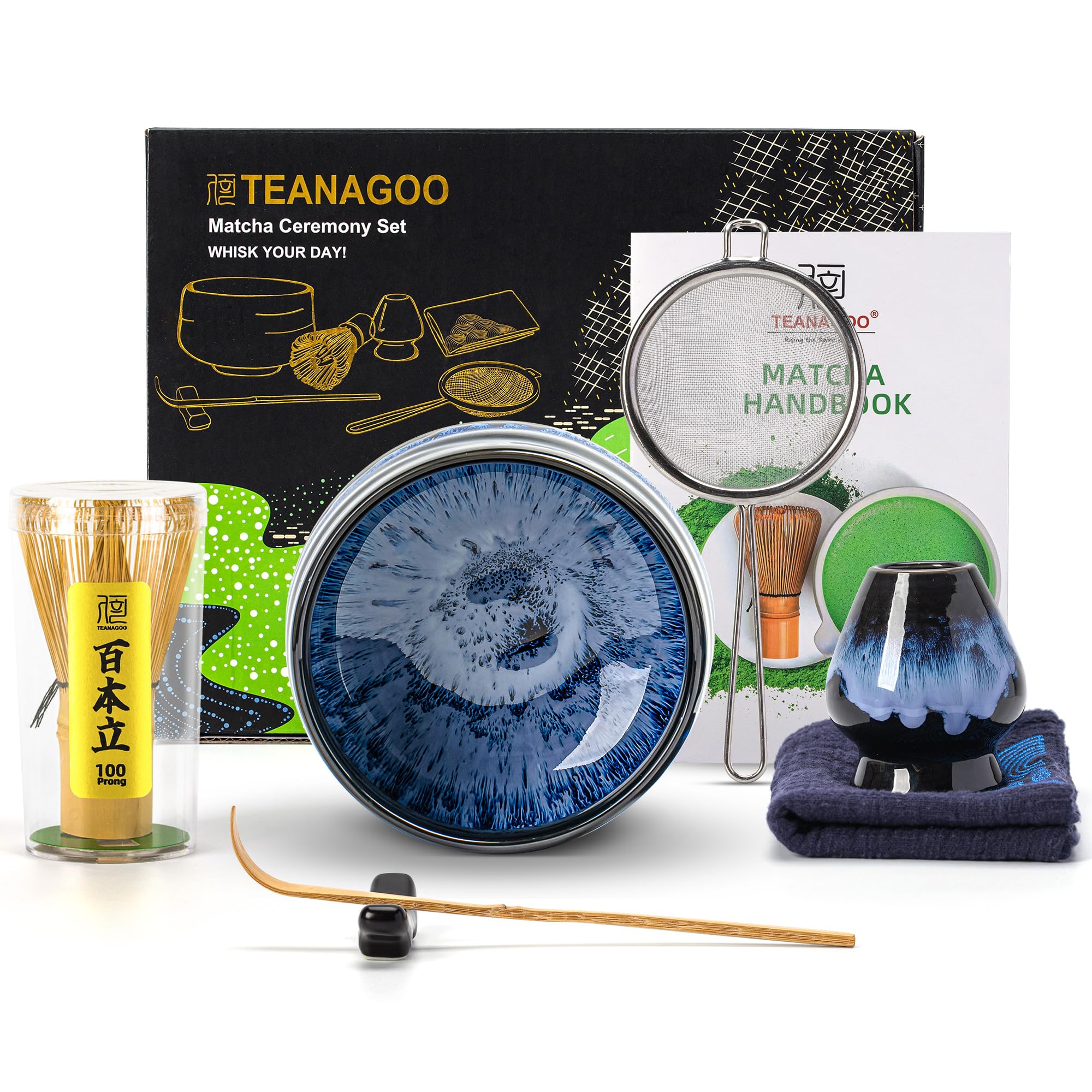 Photo 1 of TEANAGOO 7 Pcs Matcha Whisk Set, Matcha Set for Ceremony, Matcha Kit Junware-Blue, Matcha Tea Set for Making Breakfast/Latte, Matcha Whisk Gift Set and Bowl with All Accessories