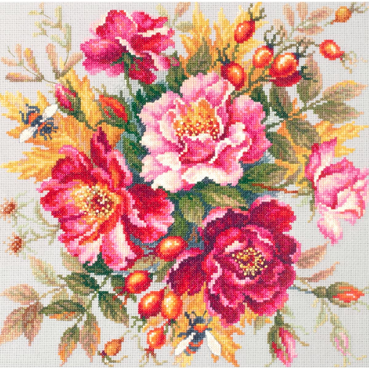 Magic needle 140-002 ZW Flower Magic Dogrose Counted Cross Stitch Kit with Zweigart Edition Cotton Multi-Coloured 30 x 30 cm