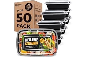 GLOTOCH EXPRESS Glotoch 50 Pack【34OZ】Meal Prep Container Microwave Safe,Upgrade Durable Food Storage Containers With Lids,To Go Containers For Lunch/Takeout/Travel BPA-free, Stackable,Dishwasher/Freezer Safe