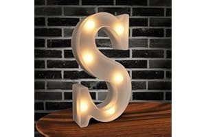 CIDENBIO Marquee Letters Light up Letters, 26 Alphabet Battery Powered LED Lights, Night Light White Plastic Letters for Engagement Party Wedding Baby Shower Birthday, Initials for Decor (Letter S)