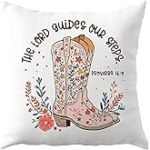 JMICPTUB Western Christian Pillow Covers 18x18, Cowgirl Room Decor, Floral Cowgirl Boots Bible Verse Religious Decorative Throw Pillow Covers for Girls Bedroom Dorm Living Room Home