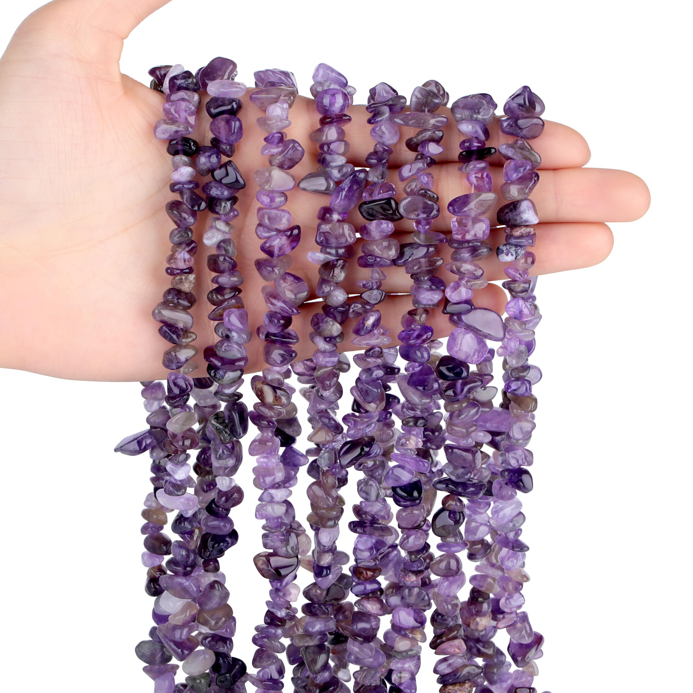 XIANNVXI 400 Pcs Drilled Purple Amethyst Beads for Crafting,Crystal Stone Purple Beads for Jewellery Making Jewelry Making