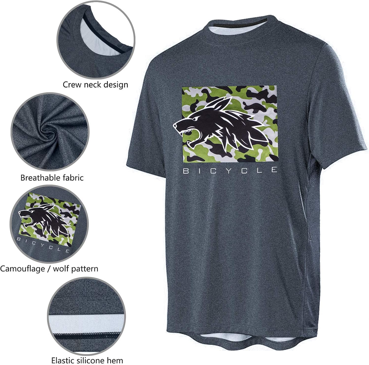 Wisdom Leaves Men's Short Sleeve Cycling Jersey Mountain Bike Shirt MTB Bike Jersey Moisture-Wicking T-Shirt: Clothing