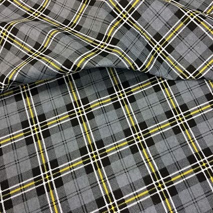 EDGE Flanell Baumwollstoff Stoff Karo 1lfm 150cm breit - Grau A1