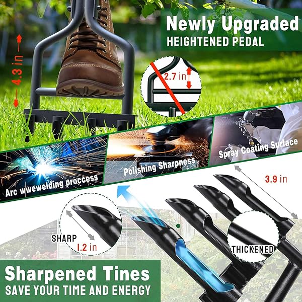 EEIEER LAWN AERATOR – MANUAL CORING TOOL WITH CLEANING TOOL, 4 SLOT AERATION FOR COMPACTED SOIL & GARDEN CARE
