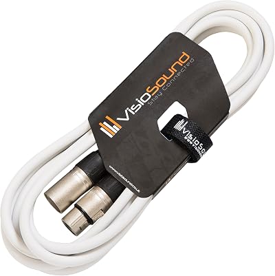 VisioSound XLR Microphone Lead Male to Female Balanced 3 m Cable White