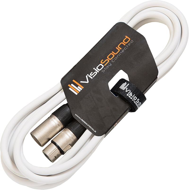 VisioSound XLR Microphone Lead Male to Female Balanced 3 m Cable White