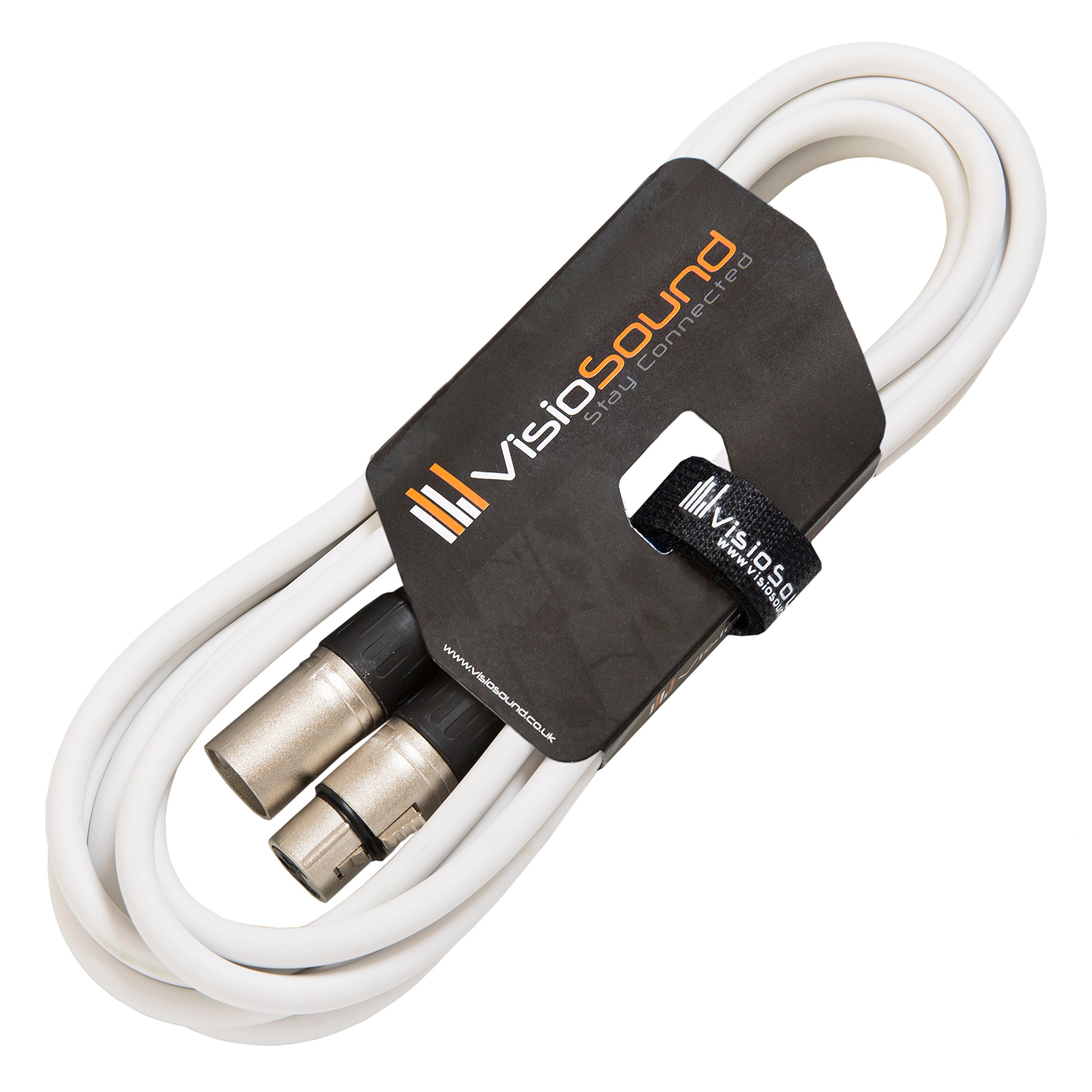 VisioSound Male to Female XLR Mic Lead/Balanced Microphone/Mic Patch Cable / 7 Colours 3m White