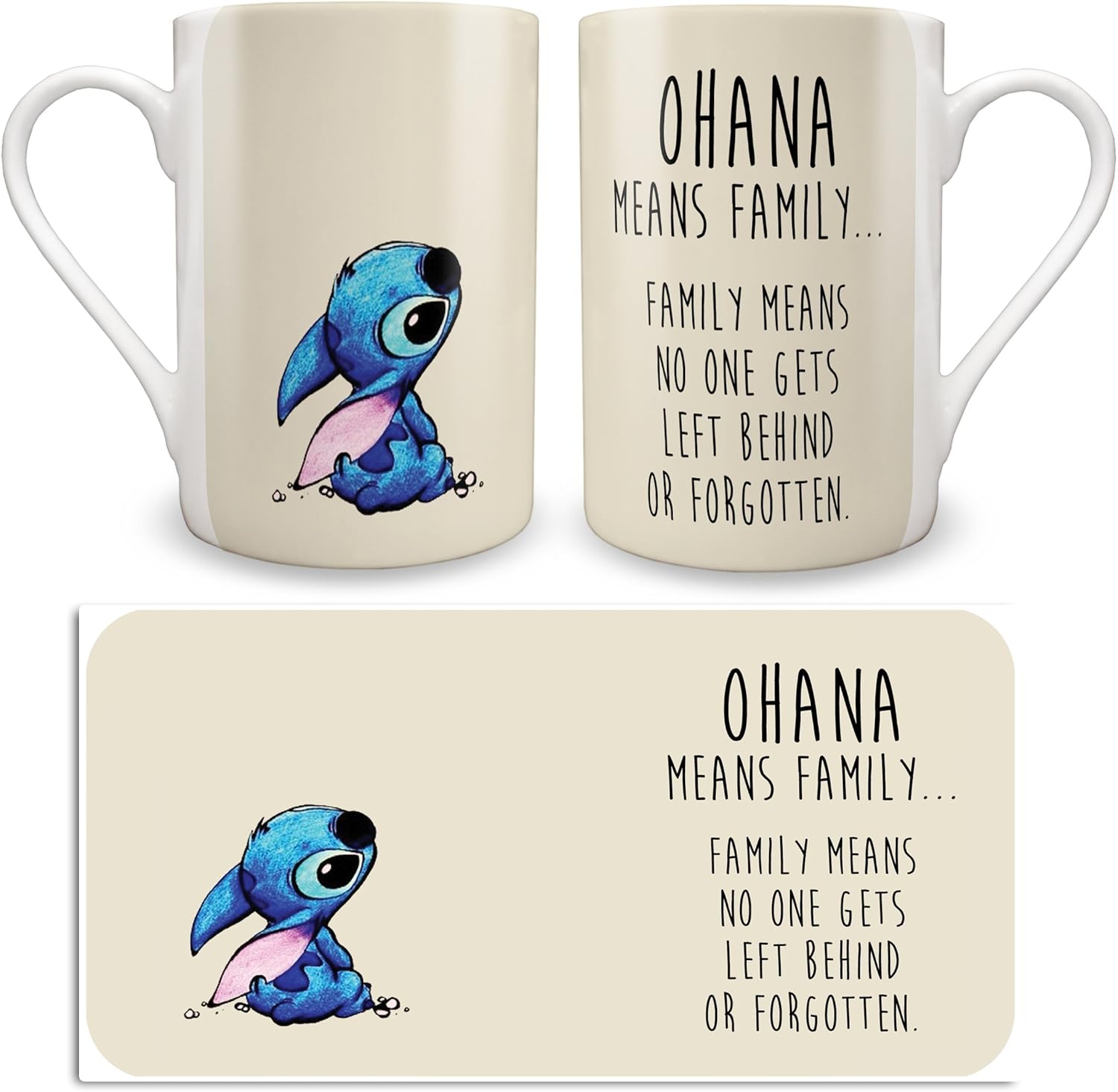 Bone China Mug Ohana Means Family Inspired Beige Design Amazon Co Uk Kitchen Home