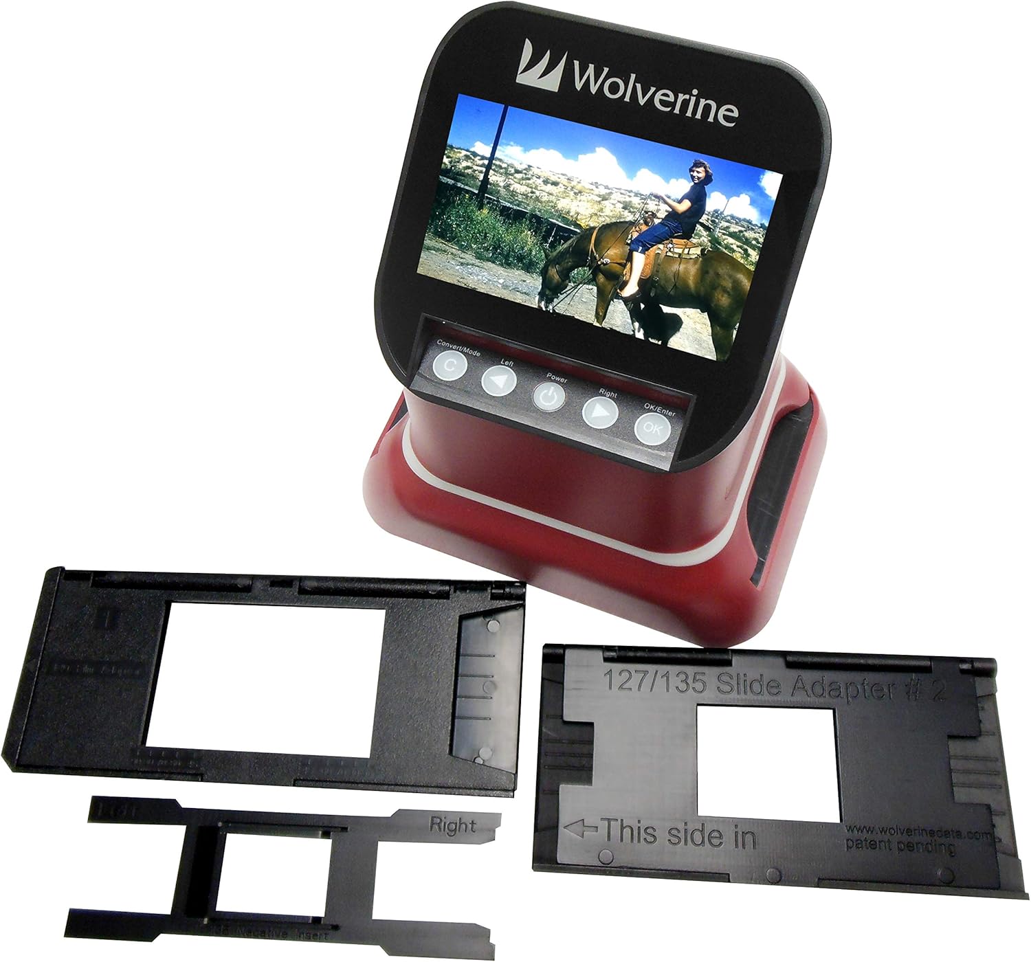 Wolverine F2D Saturn Digital Film & Slide Scanner - Converts 120 Medium Format, 127 Film, Microfiche, 35mm Negatives & Slides to Digital JPEG - Large 4.3" LCD w/HDMI Output (Red): Electronics