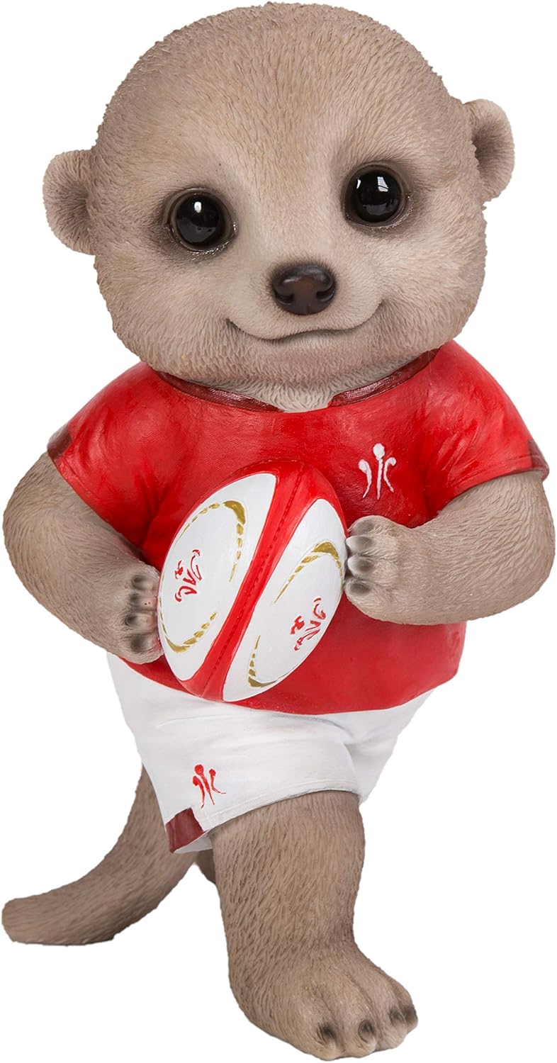 Vivid Arts Baby Meerkat Rugby Player Home or Garden Decoration (XMK-2344-D), Multicolor