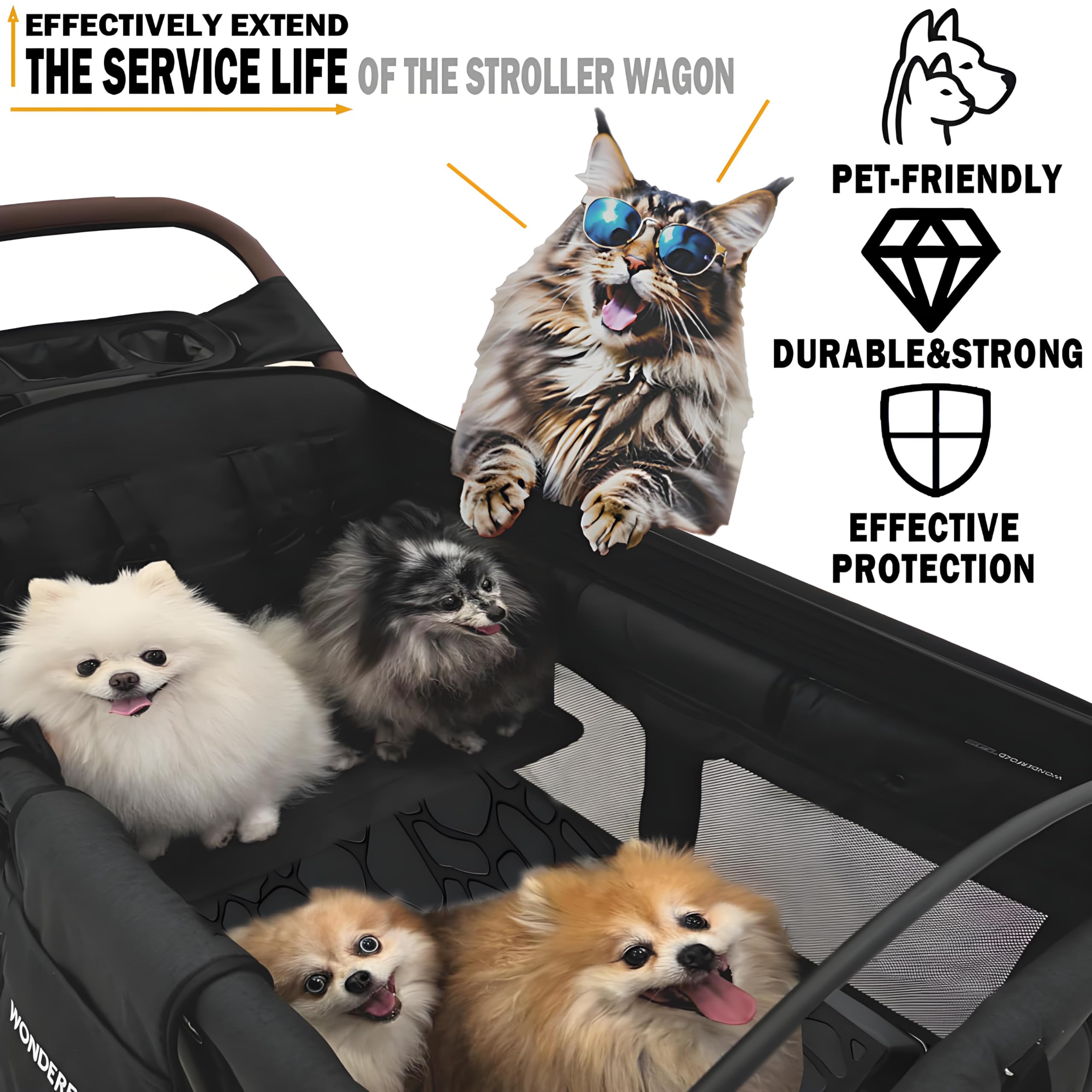 All Weather Silicone Stroller Wagon Mat - Waterproof Protective Liner for Sand, Dirt, Mud & Rain - Compatible with Wonderfold Wagon W4-33.6