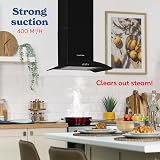 Russell Hobbs RHGCH901B 90cm Cooker Hood Black Glass Stainless 5 Function view 3