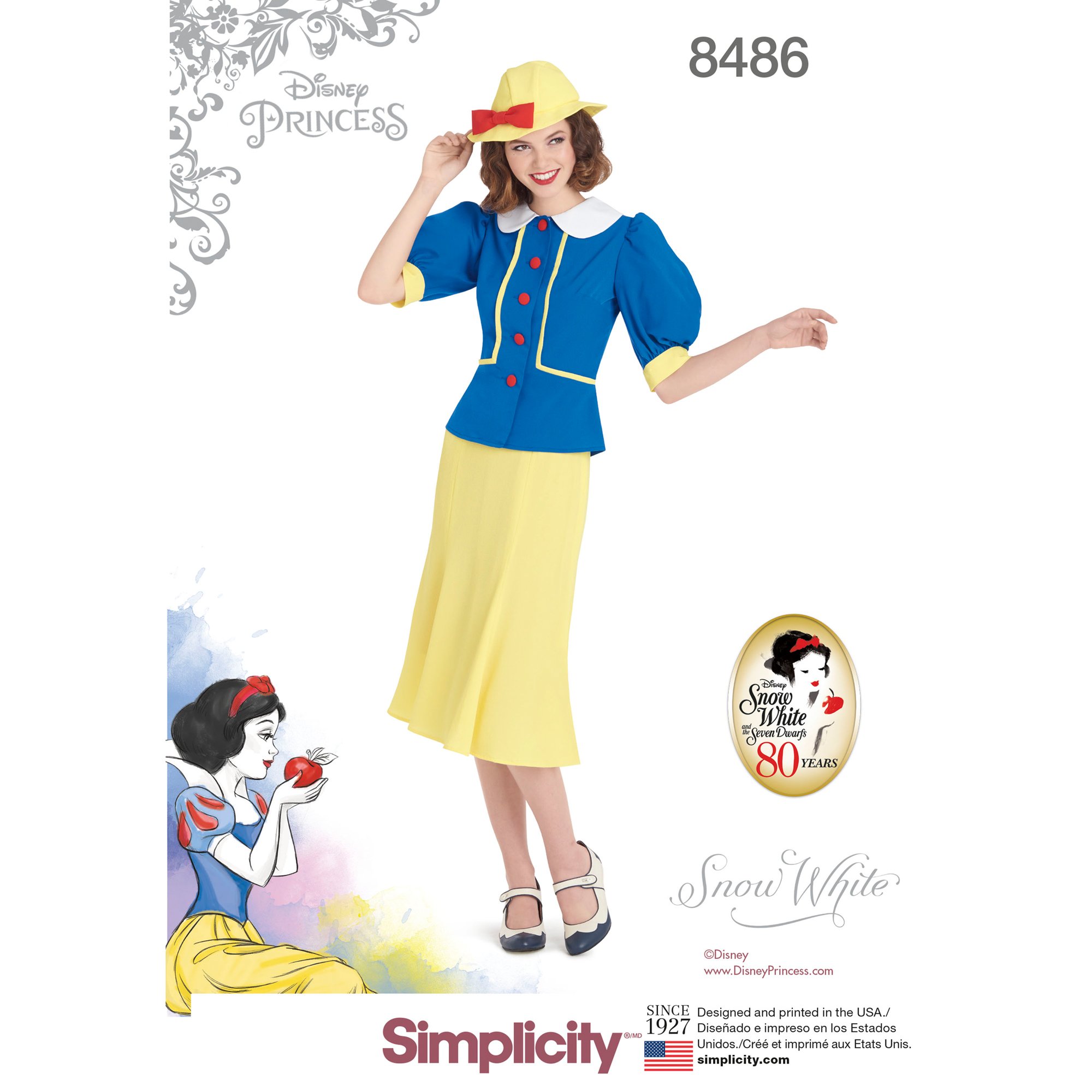Simplicity 8486Pattern 8486 Women’s 1930's Snow White Dress and Hat, Paper, R5 (14-16-18-20-22)