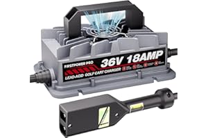 FIRSTPOWER PRO 36 Volt Golf Cart Battery Charger for EZGO TXT Golf Carts, 36V 18A Golf Cart Charger with Upgraded Extended D Style Plug, 4-6H Full Charge Trickle Charge, Lead Acid Charger - IP67 Waterproof & Fan