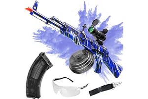 SPBLASTB Large AKM-47 Gel Ball Blaster - 200FPS and Shoot Up to 100FT Gel Ball Blaster, Double Shooting Modes, Suitable for Adults, Blue