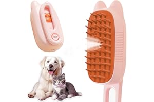 belieonu Cat Brush Cat Steam Brush Rechargeable Steamy Pet Grooming For Shedding, Water Spray Massage Brushs, Dog Hair Removal Self Cleaning Brushs Steamer Wet Spa Comb (Pink)