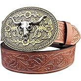 TOPACC Western Belts for Men Woman Western Belt Buckle Cowgirl Cowboy Leather Country Belt for Jeans Pants Gift
