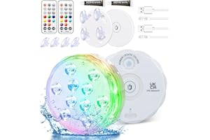 Qoolife Rechargeable Submersible Pool Lights with Remote, Waterproof Underwater Charging Battery Operated Controlled 25 Color Changing LED with Magnet Floating Lights Pool Pond Decoration (2 Pack)