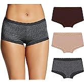 Maidenform Women's Underwear Boy Shorts Pack, 3-Pack, Microfiber Boy shorts Underwear Women Pack, Lace Panties for Women