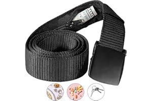 SP HOME GOODS Travel Money Belt with Hidden Money Pocket, Nylon Military Tactical Mens with Zinc Alloy Buckle- Black