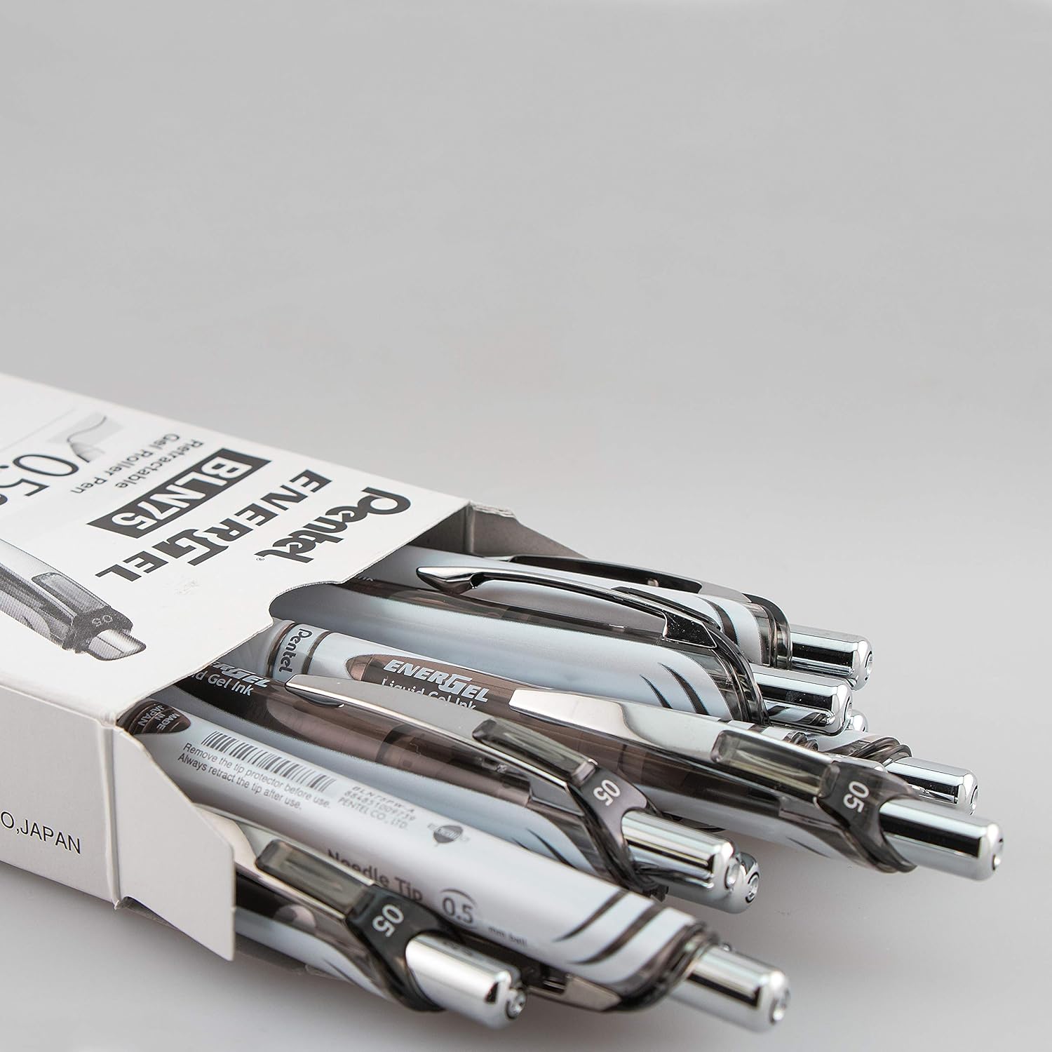 Pentel Gel Ink Pen, EnerGel Pearl RTX0.5mm, Fine Point, Needle Tip, Black Ink, Box of 12 (BLN75PW-A): Office Products