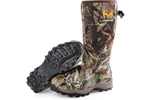 Hunthor Hunting Boots for Men, Waterproof Insulated 6mm Neoprene Rubber Boots for Hunting and Outdoor Activities (Camo)
