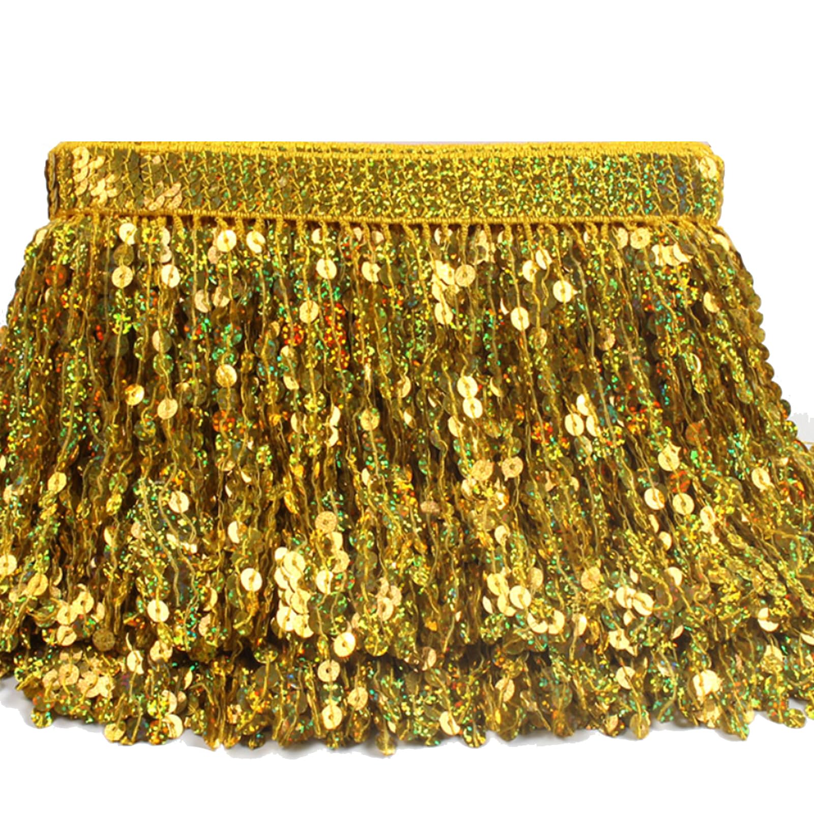 3 Meters Sequin Tassel Trim 15 cm 6" Luxury Fringe Fringing #1 (Gold AB)