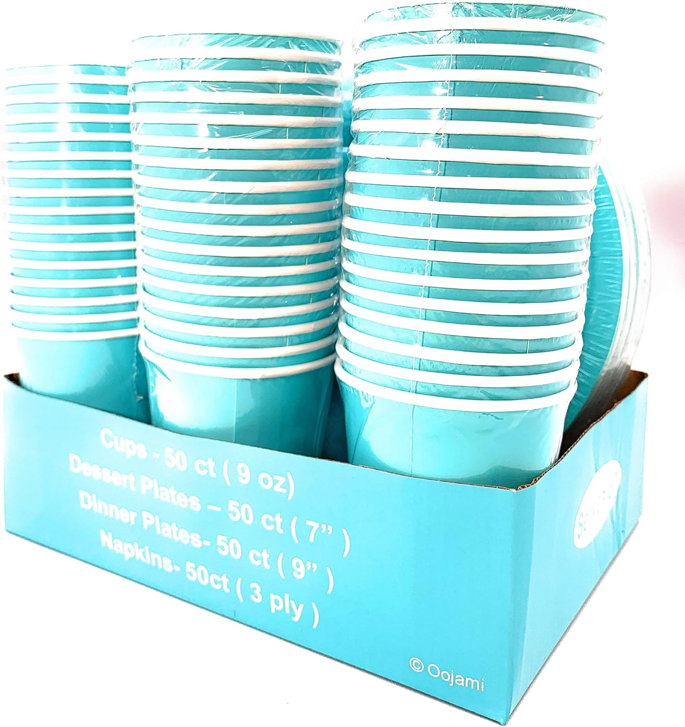 Serves 50 Complete Party Pack Teal 9" Dinner Paper Plates 7" Dessert Paper