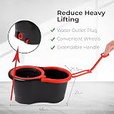 DIVCHI Spin Mop Bucket Set Extendable Handle 360 Rotation Mop Head Floor view 6