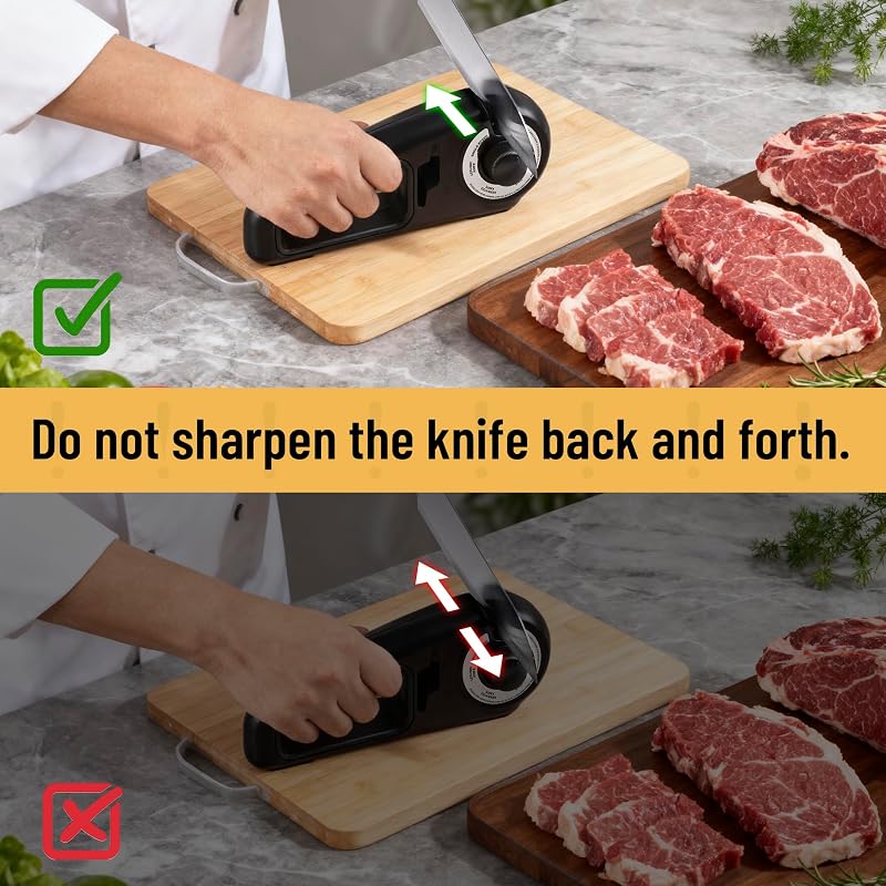 Aiguiseur Couteaux 7 en 1, Affuteur de Couteaux Professionnel Eguiseur de Couteau Knife Sharpener pour Couteaux à Découper,Couteaux Dentelés,Couteaux en Céramique et Ciseaux Cuisine (Noir)