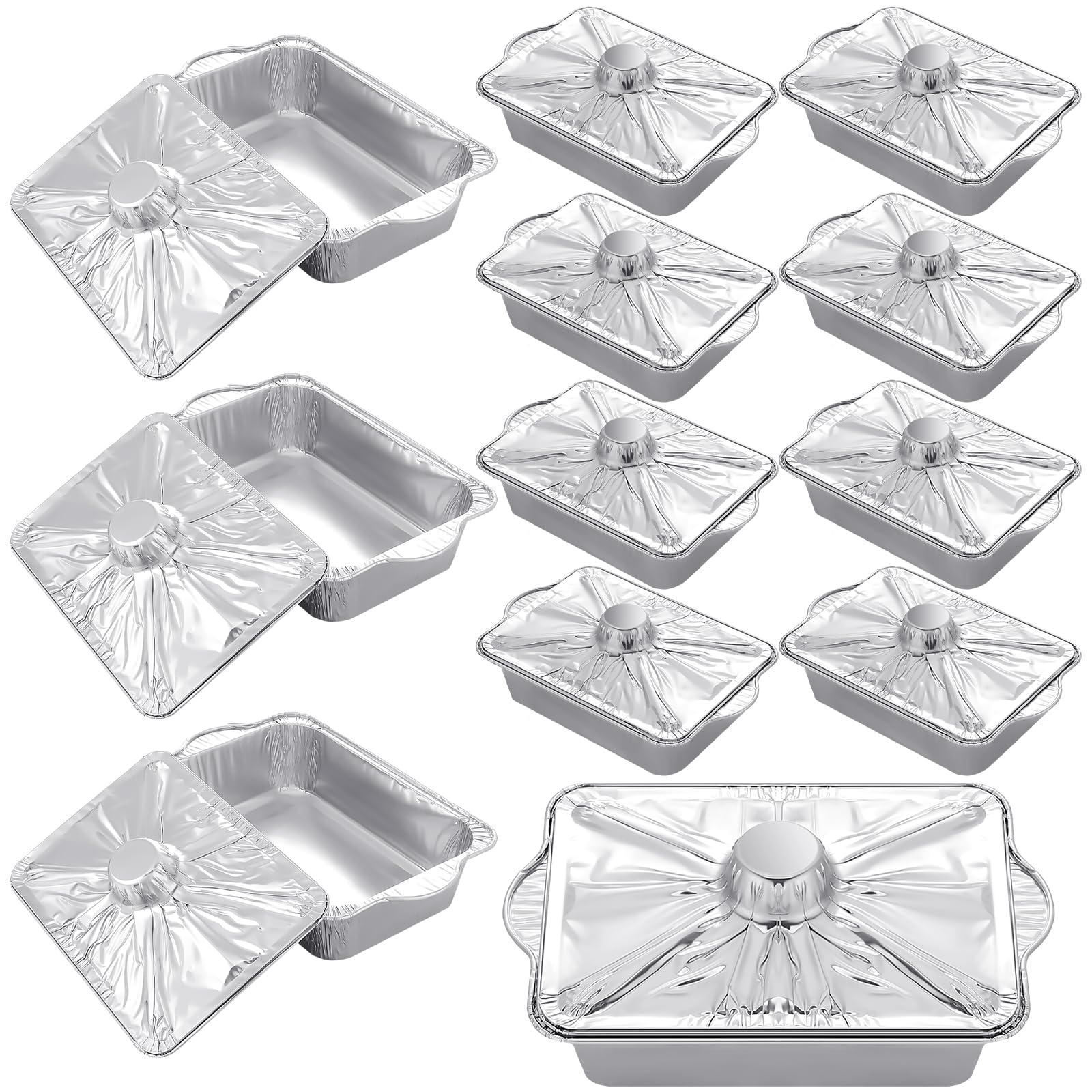 Photo 1 of Domensi 12 Set Large Disposable Aluminum Pots with Lids 12'' x 7.5'' x 3'' Square Foil Pans 85 oz Aluminum Pans Food Containers for Cooking Baking Outdoor Camping Supplies, 2500ml