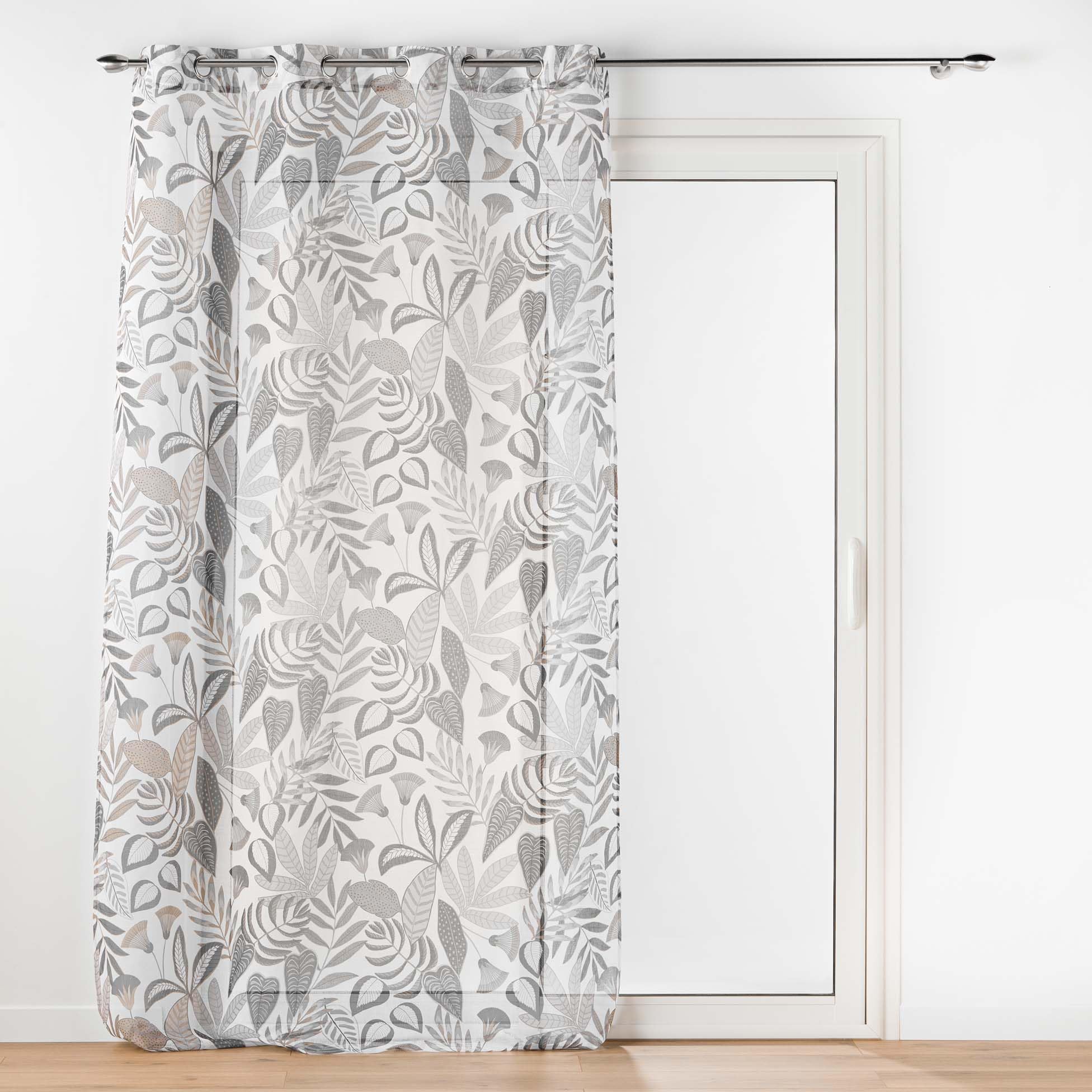 Douceur d'Intérieur Tilda Sheer Eyelet Curtains (140 x 280 cm) White Printed Sable Voile