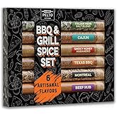 BBQ & Grill Spice Set - 6 Spice Blend Flavors in Tubes in a Gift Box, For Smoking, Seasosonig, Griling, Christmas Stocking Stuffers for Men Who Cook. Birthday for Husband