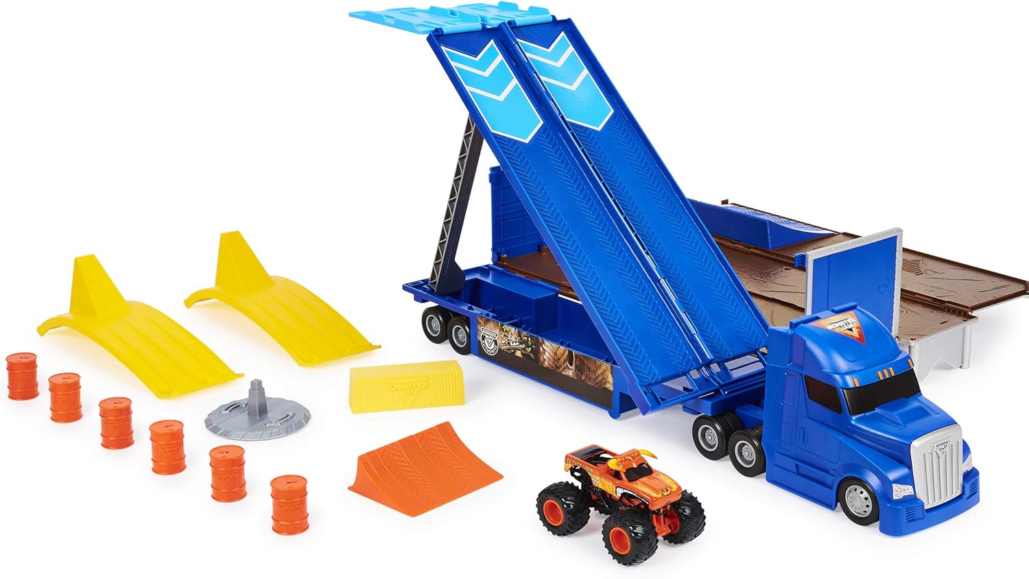 Monster Jam Official 2-in-1 Transforming Hauler Playset with Exclusive 1:64 Scale El Toro Loco Die-Cast Monster Truck - Image 4