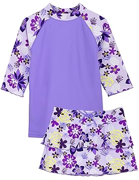 TUGA Sunwear Mädchen UV-Schutzkleidung UPF50+ - Tropical Breeze, dreiteiliges Badeanzug: UV-Shirt, Baderöckchen und Bikini