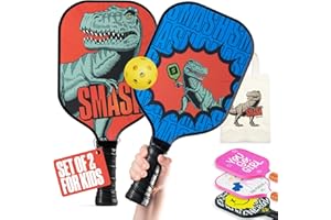 Sportbit Kids Pickleball Paddles Set of 1 or 2 - Child Size Pickleball Paddle for Kids Small and Lightweight - Carbon Fiber Youth Pickleball Paddle Set with Bag for Children Under 12.