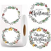 Christmas Direct Thermal Labels Self-Adhesive Red Flower Holly Berry Coding Stickers Multi-Purpose Christmas Name Tag Printer Decals for Xmas Party Business 500Pcs (2 inch)