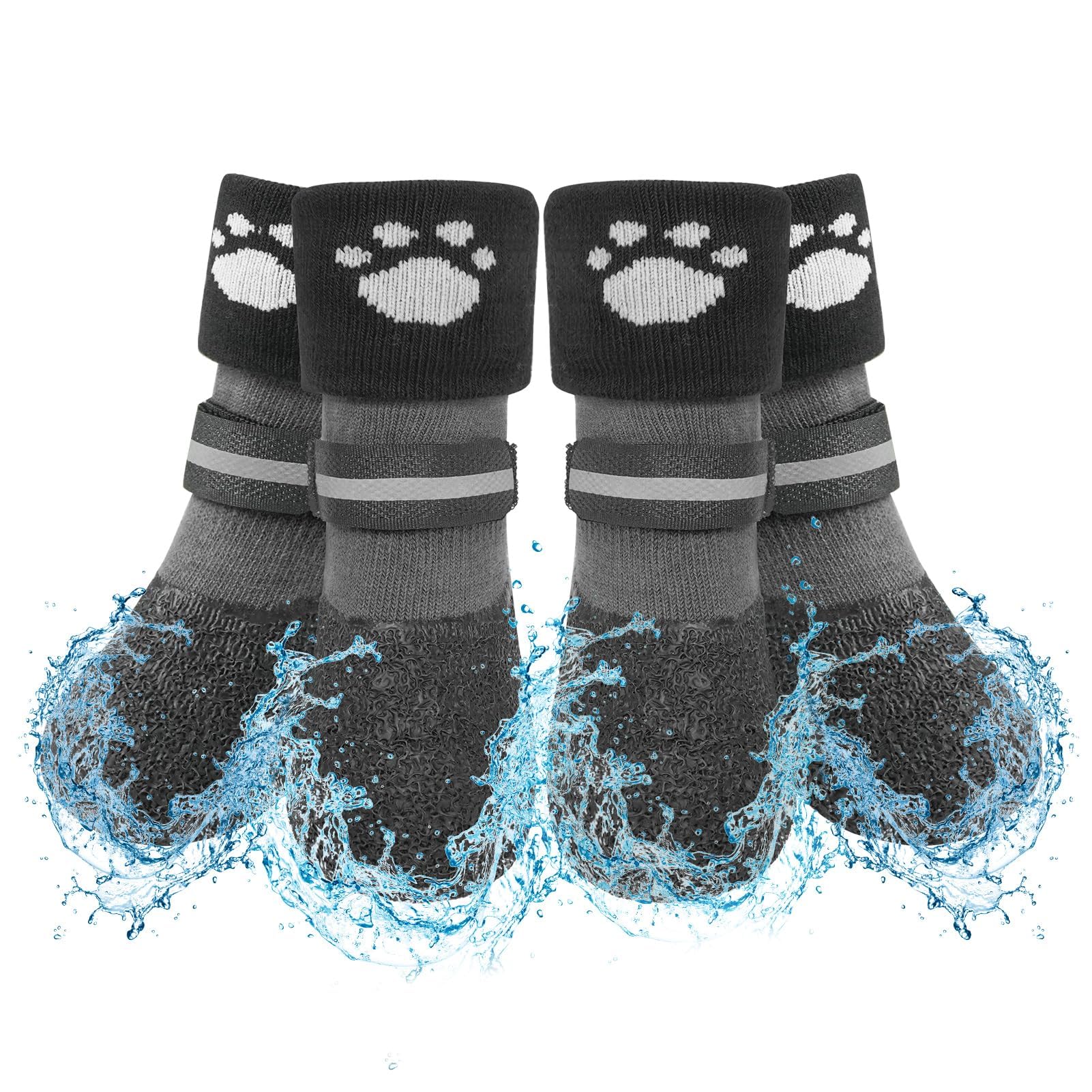 Photo 1 of SCENEREAL Anti Slip Dog Socks Boots, Dog Shoes for Hot/Cold Pavement Snow Rain Days, Waterproof Grip Doggy Booties for Hardwood Floor, Winter Paw Protectors for Small Medium Large Senior Old Dogs