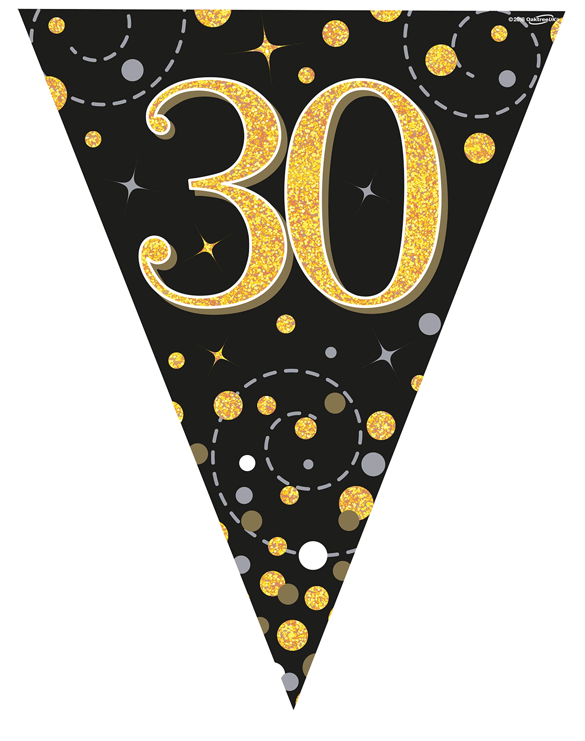 30th Birthday Black And Gold Birthday Party Flag Banner Bunting Age 30