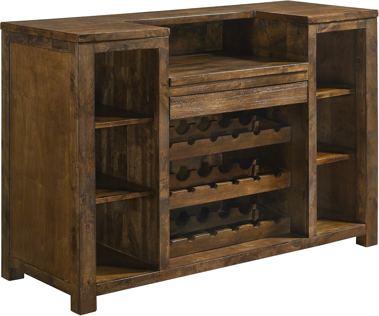 Coaster Home Furnishings Rectangular 1-Drawer Unit Rustic Oak Bar Cabinet, Brown