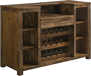 Coaster Home Furnishings Rectangular 1-Drawer Unit Rustic Oak Bar Cabinet, Brown