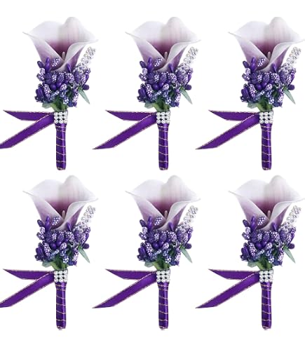 2 Stück Lila Tulpen-Boutonniere Für Herren – Hochzeit, Abschlussball, Anzug-Deko
