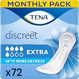 TENA Discreet Extra Incontinence Pads 72 Count for Women Medium Leaks